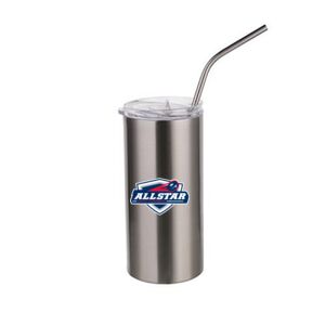 16oz Stainless Steel Tumbler with Straw & Lid Thumbnail
