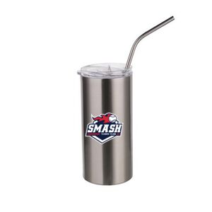 16oz Stainless Steel Tumbler with Straw & Lid Thumbnail